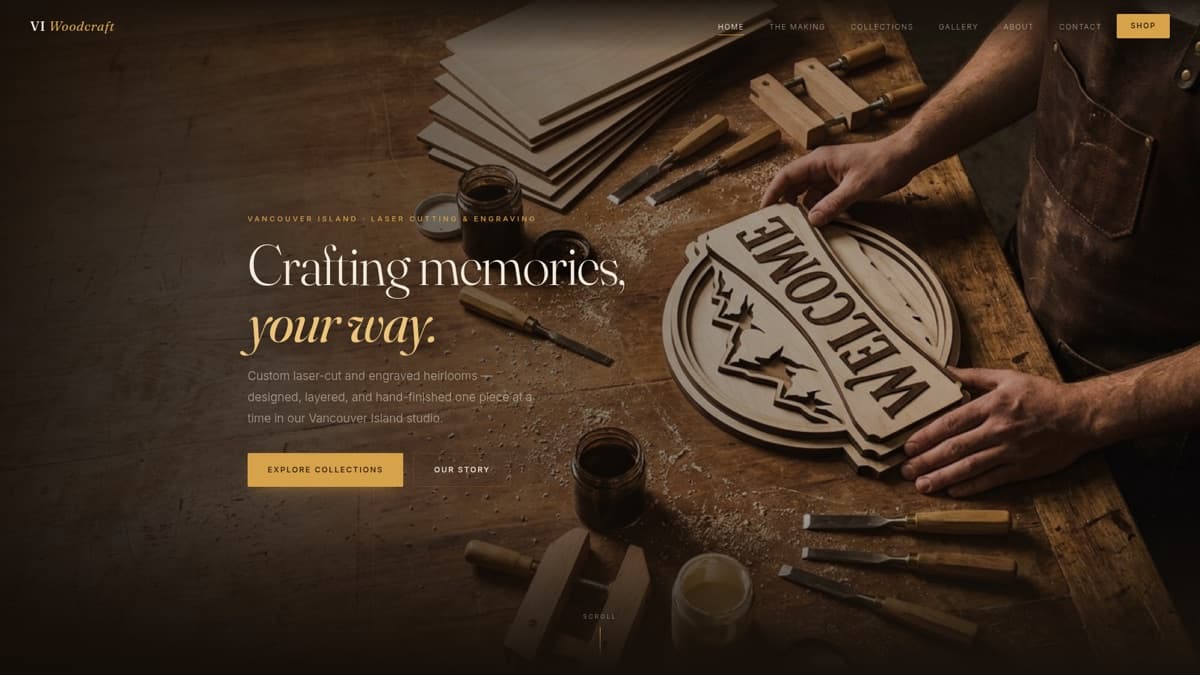 VI Woodcraft — premium cinematic website built by Cavora Systems